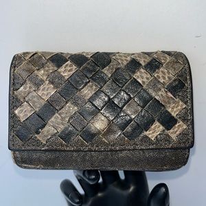 Authentic Bottega Veneta Intrecciato Leather Card Case ~ in Multicolor Brown